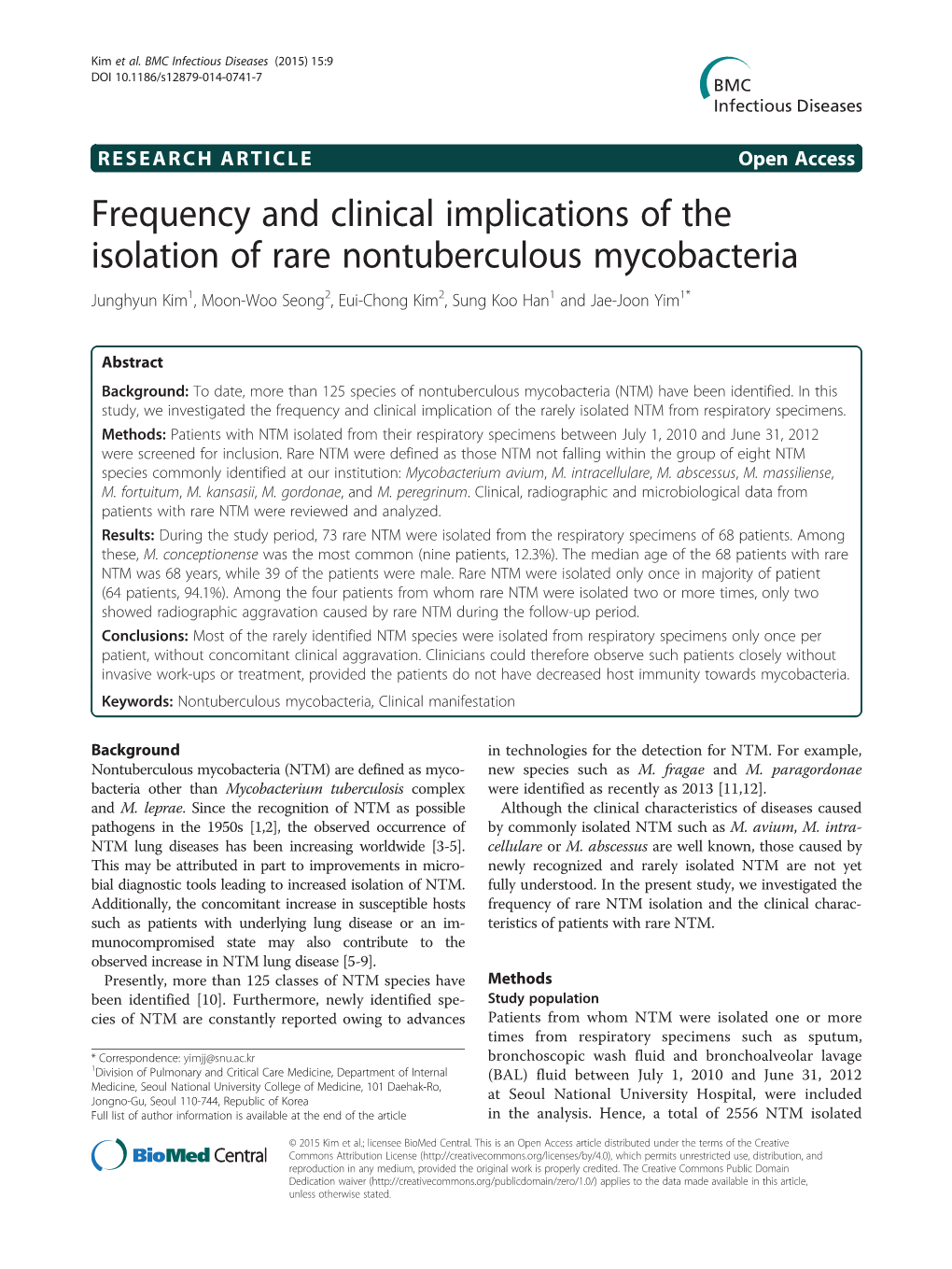 Frequency and Clinical Implications of the Isolation of Rare Nontuberculous Mycobacteria