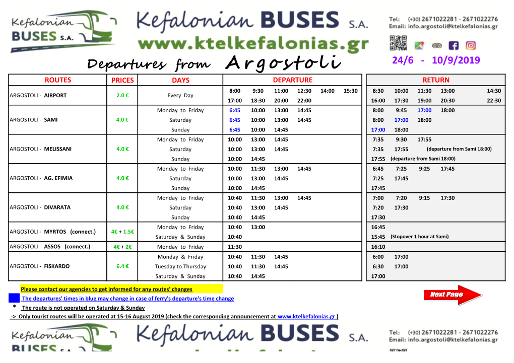 Departures from Argostoli