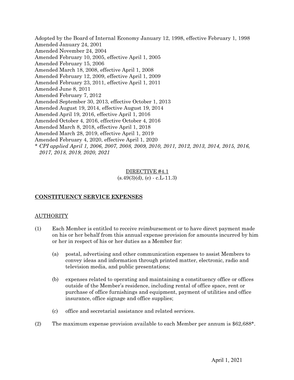 Constituency Service Expenses