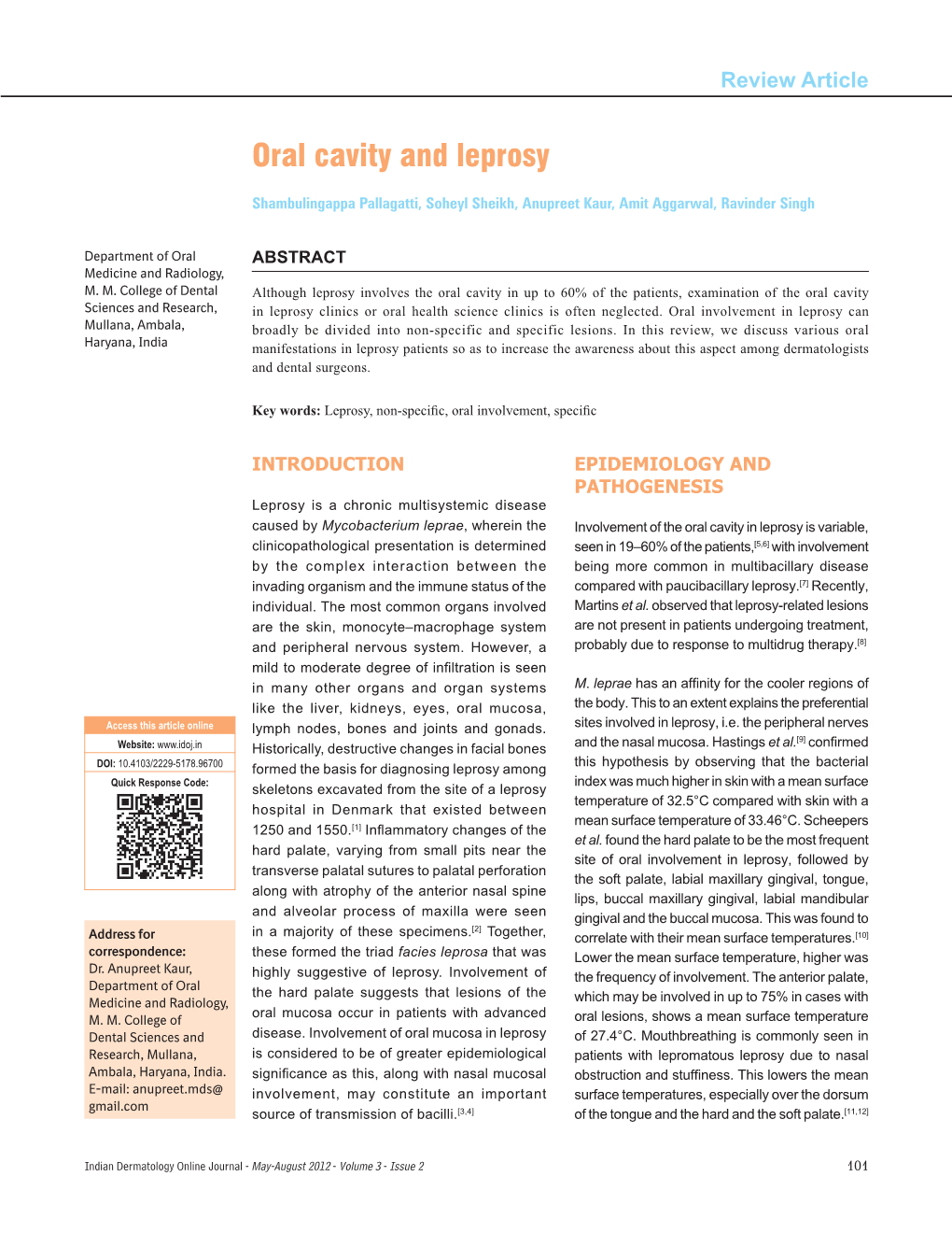 Oral Cavity and Leprosy