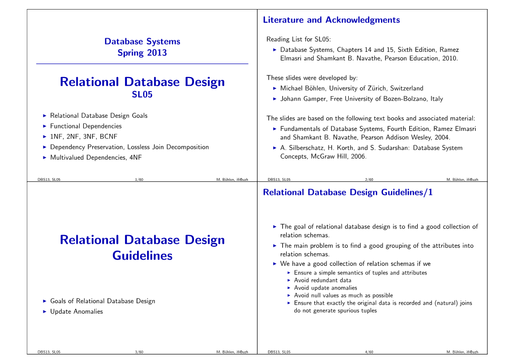 Relational Database Design Relational Database Design