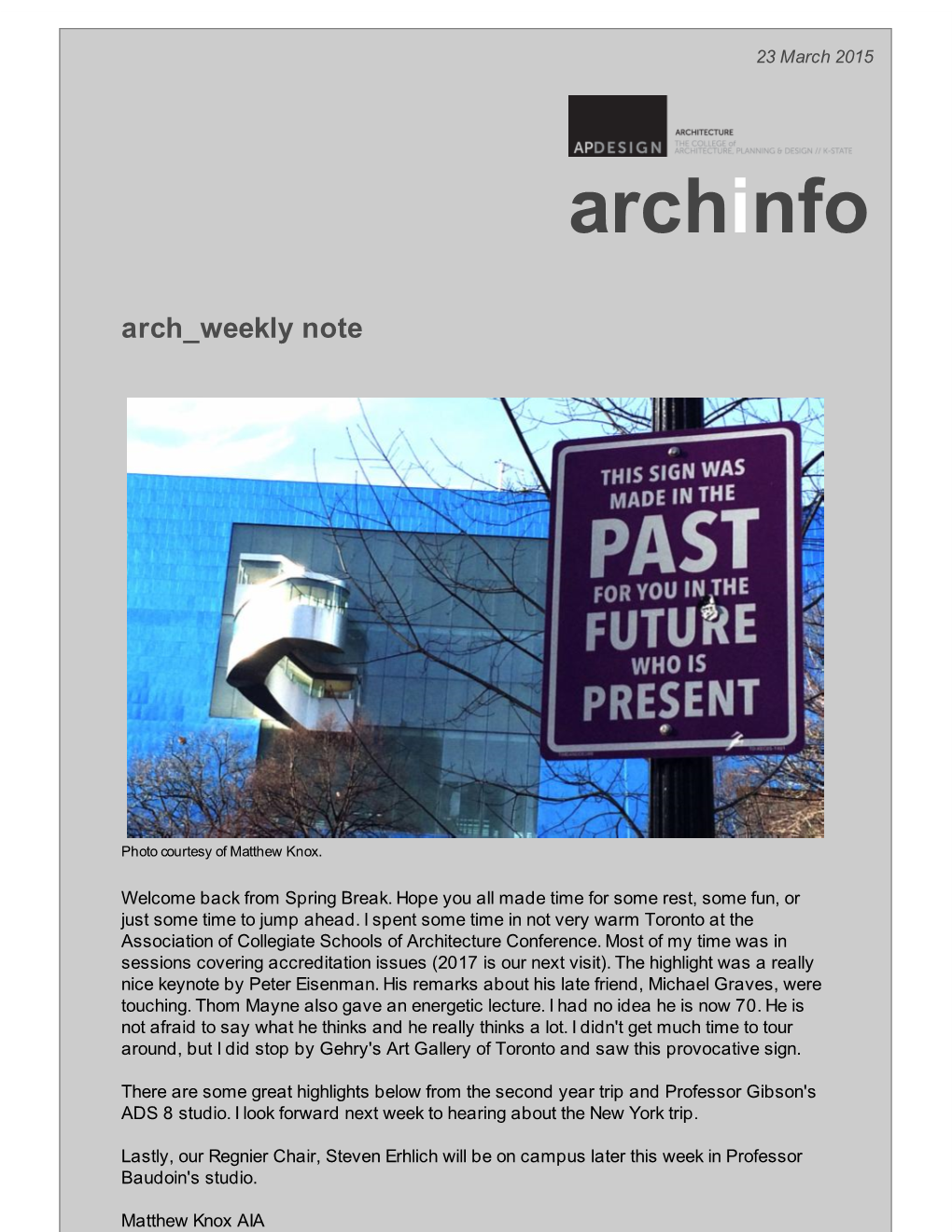 Archinfo Arch Weekly Note