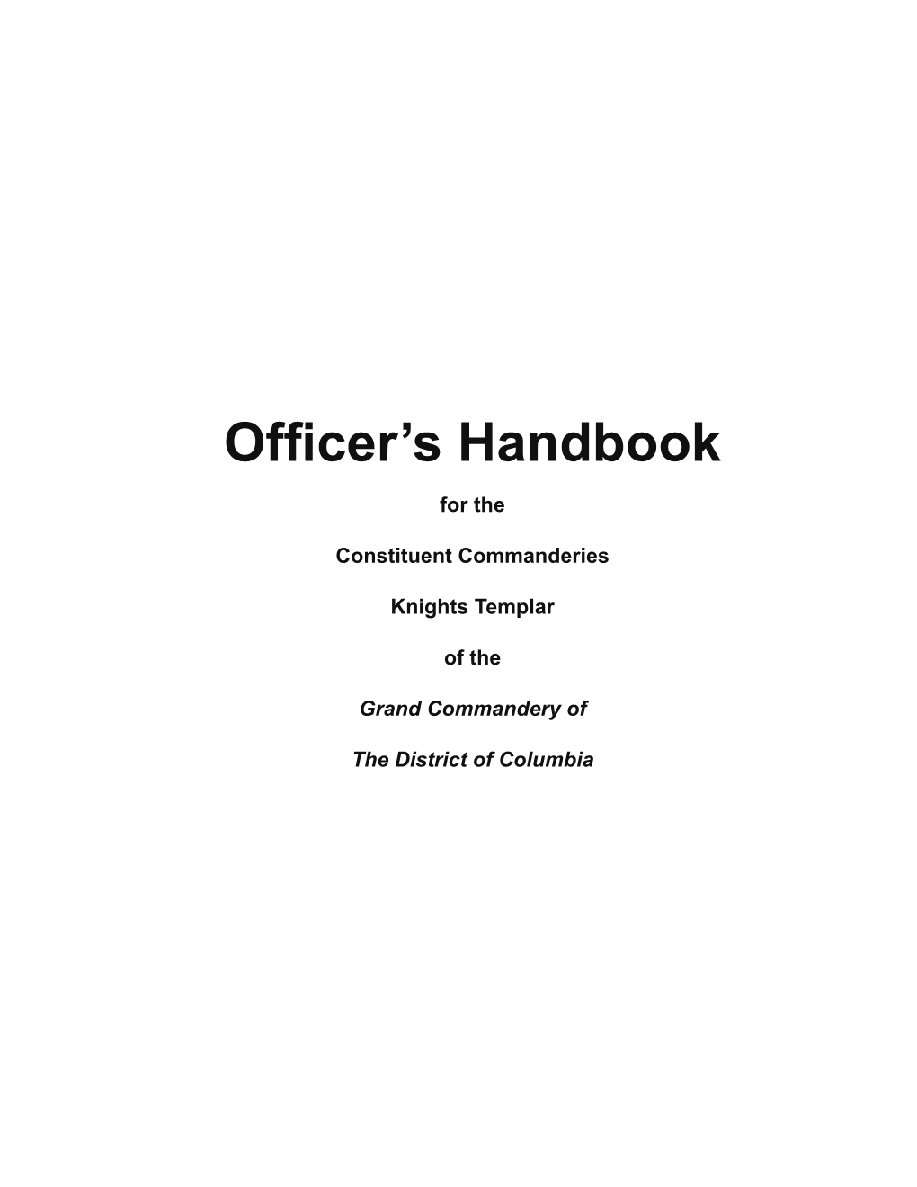 Officer's Handbook