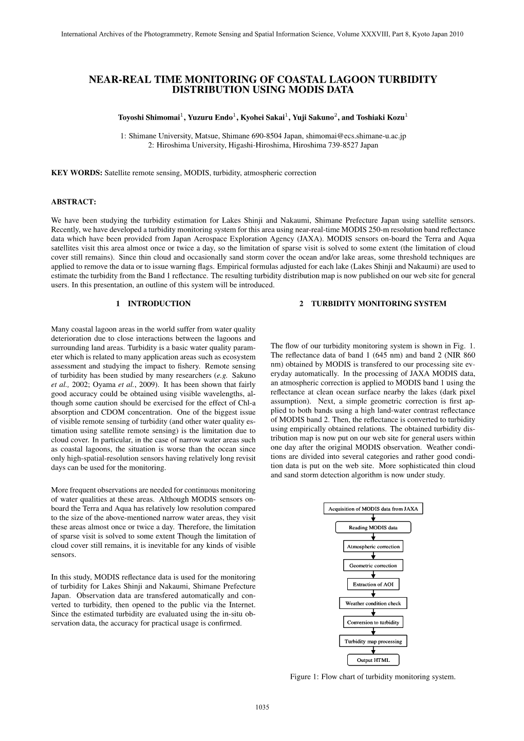 Near-Real Time Monitoring of Coastal Lagoon Turbidity Distribution Using Modis Data