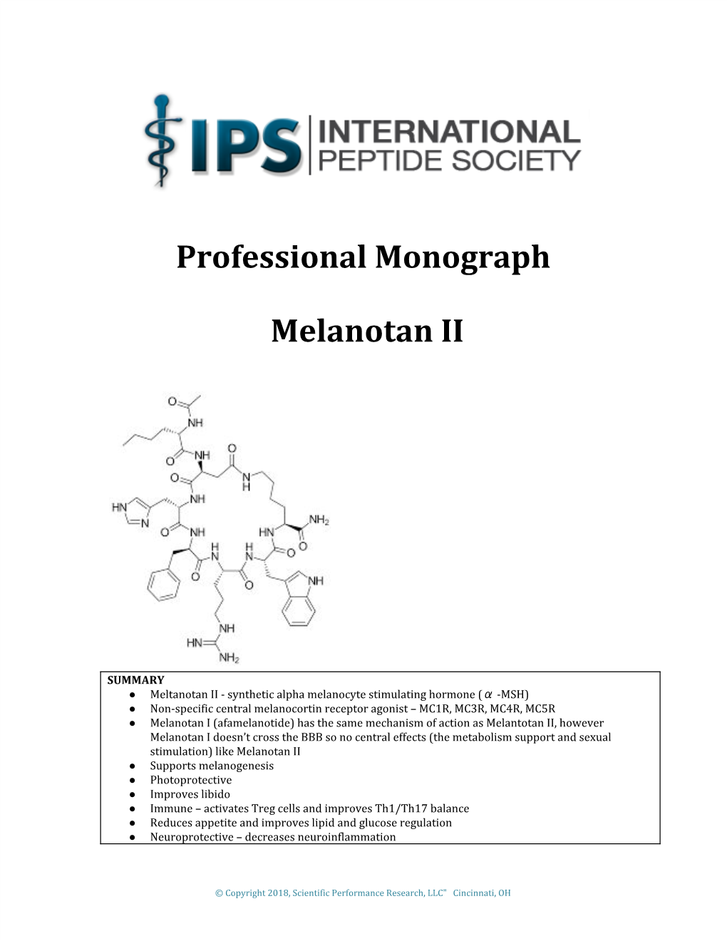 Professional Monograph Melanotan II