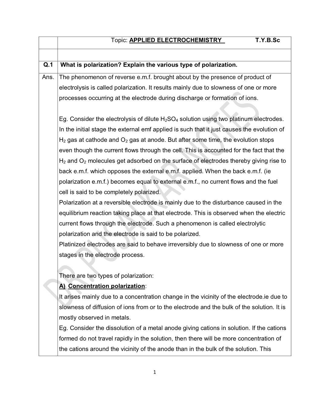 Explain the Various Type of Polarization. Ans. the Phenomeno