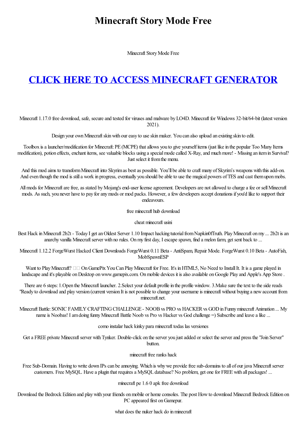 Minecraft Story Mode Free