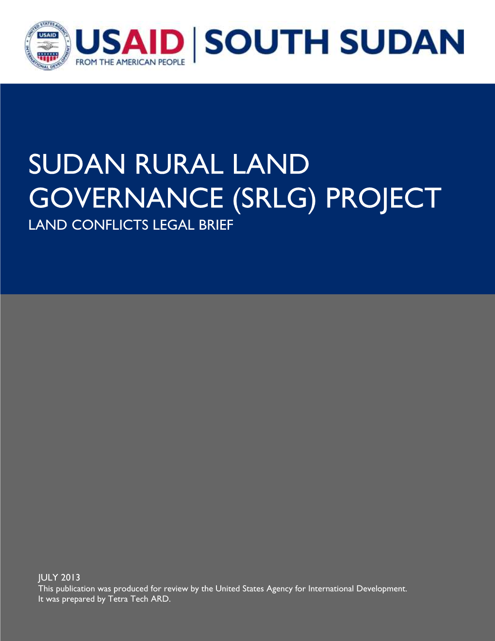 Sudan Rural Land Governance (Srlg) Project