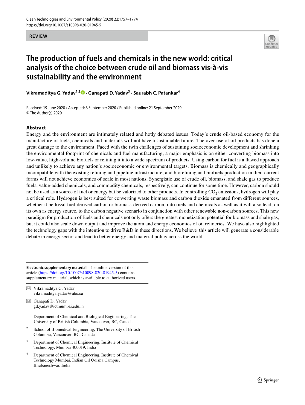 Critical Analysis of the Choice Between Crude Oil and Biomass Vis-À-Vis