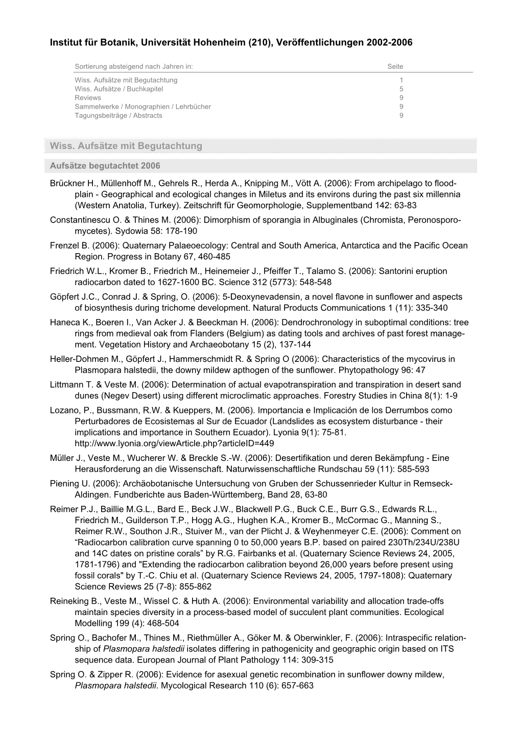 (210), Veröffentlichungen 2002-2006 Wiss. Aufsätze Mit Begutachtung