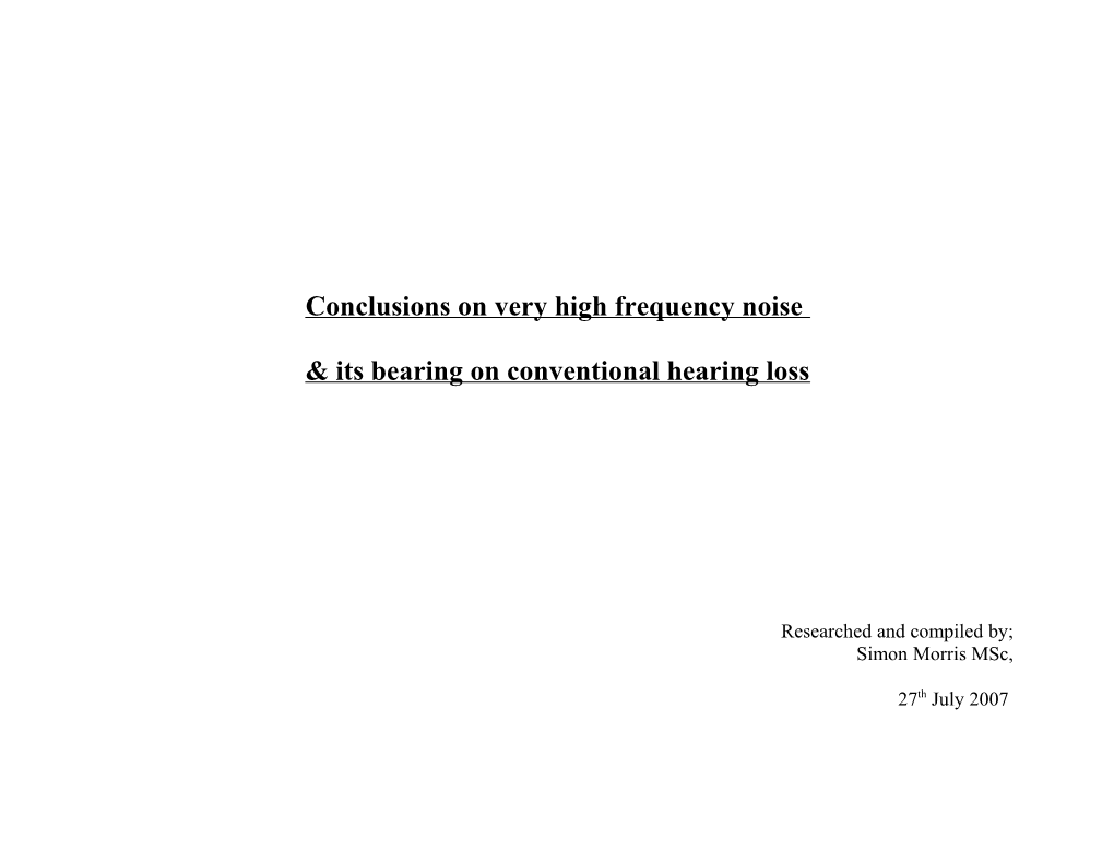 Conclusions on Very High Frequency Noise