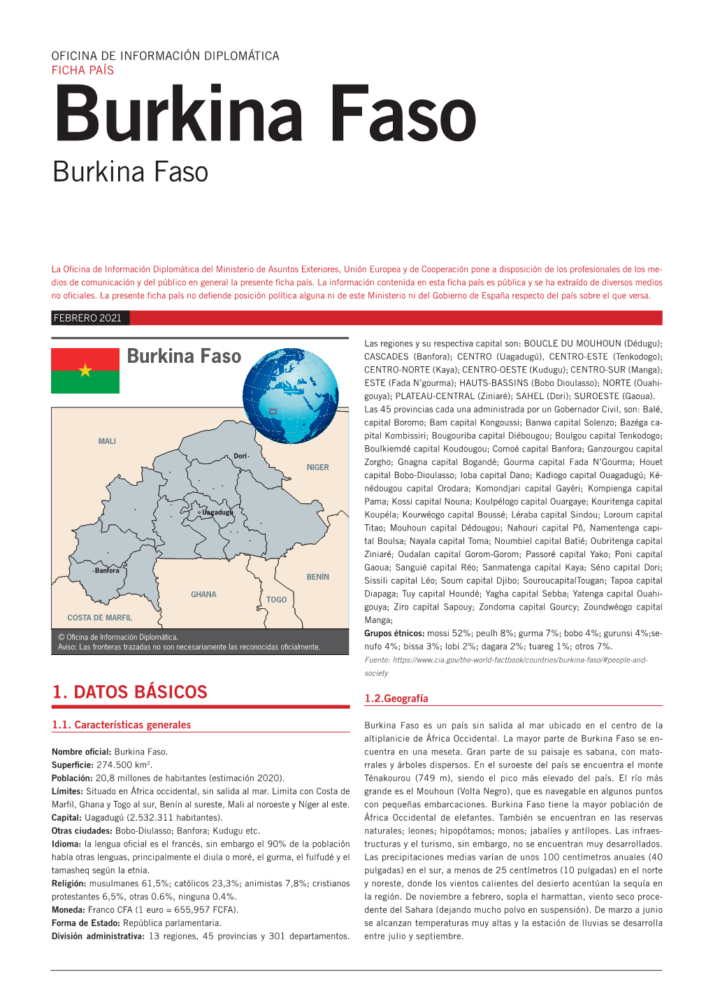 FICHA PAÍS Burkina Faso Burkina Faso