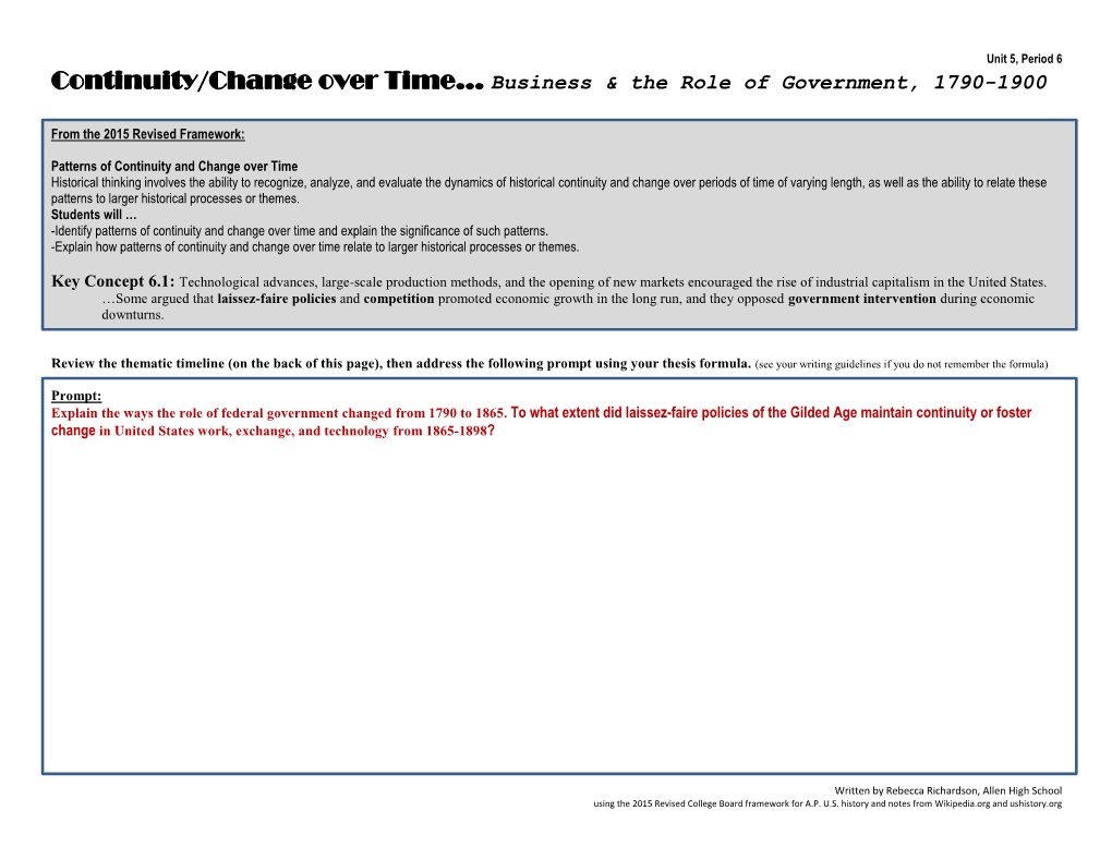 Business & the Role of Government, 1790-1900