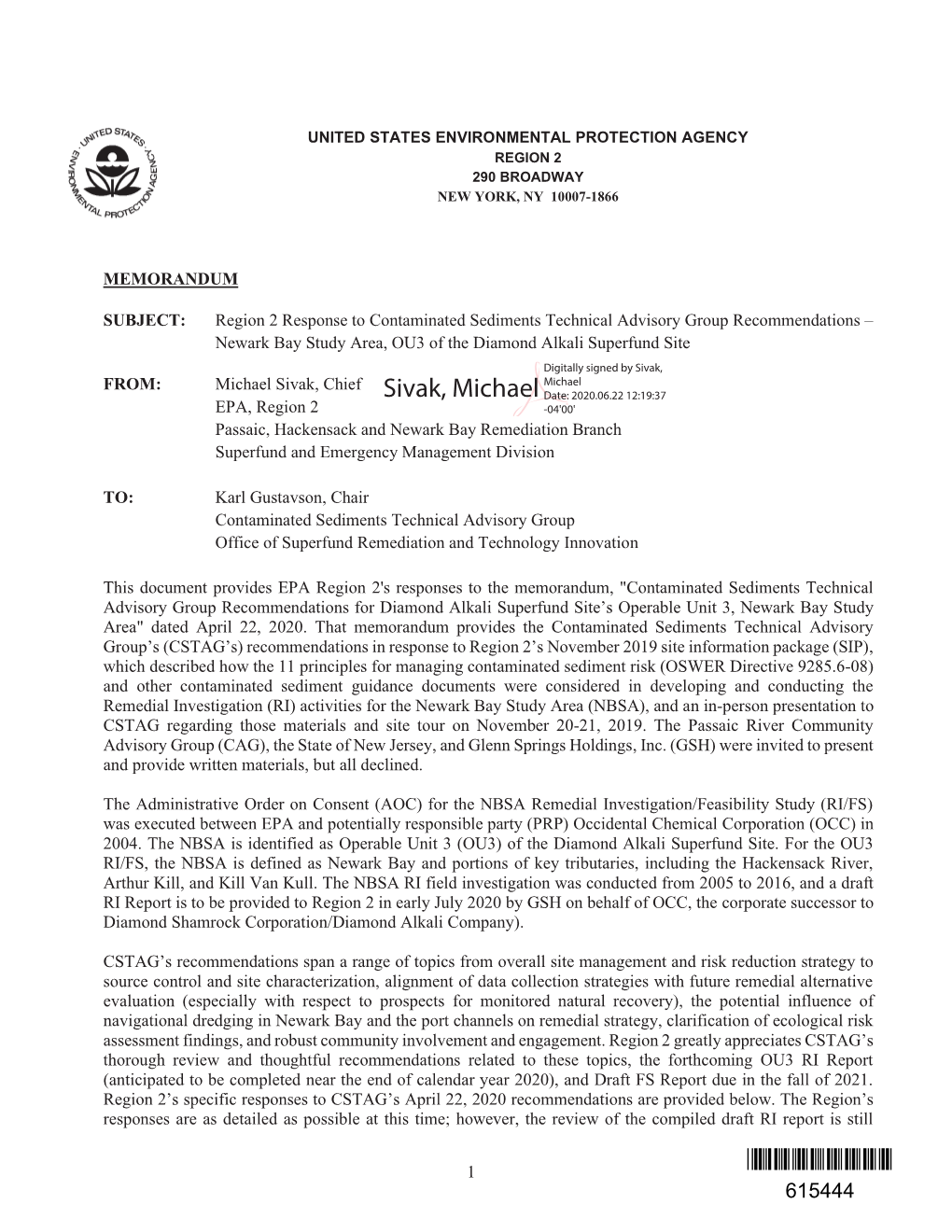 Us Epa Region 2 Response to Cstag Recommendations