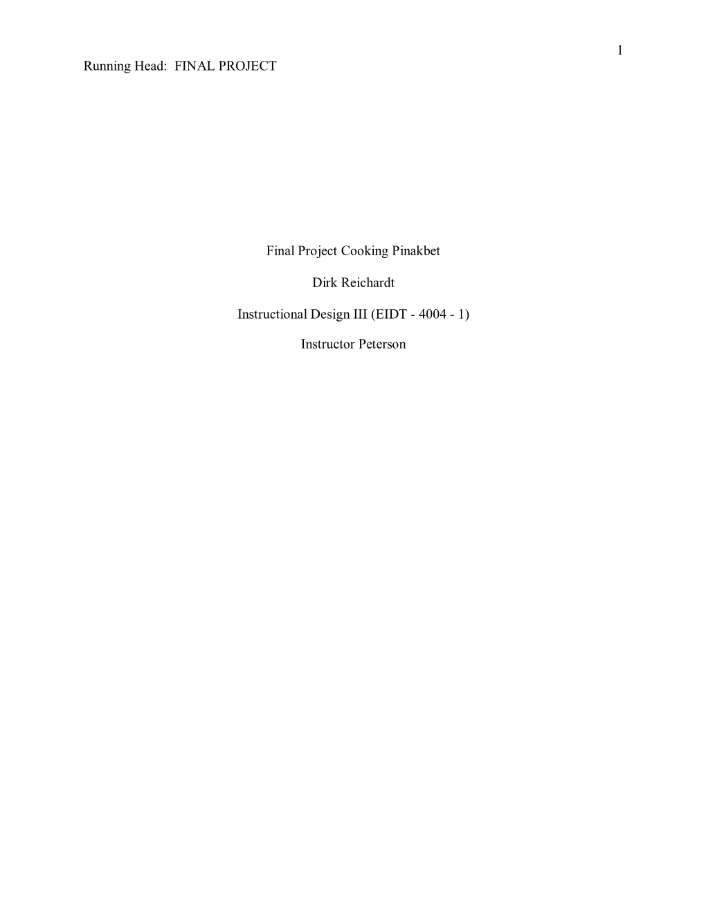 FINAL PROJECT Final Project Cooking Pinakbet Dirk Reichardt