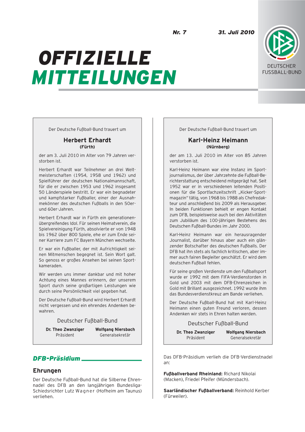 Offizielle Mitteilungen Nr. 7