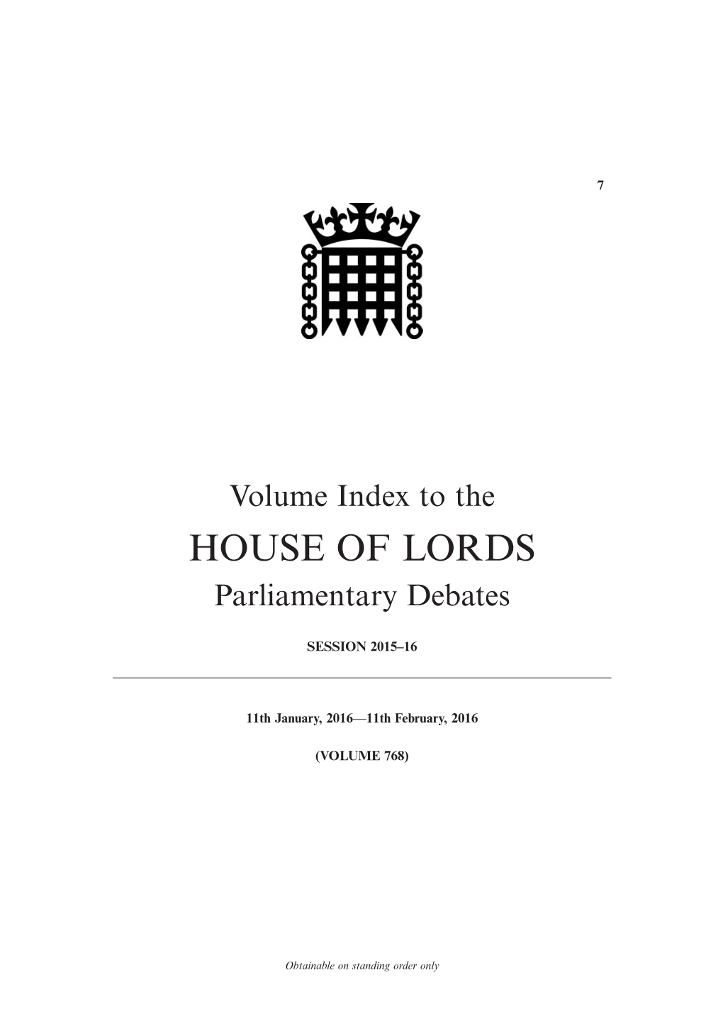 HOUSE of LORDS Parliamentary Debates