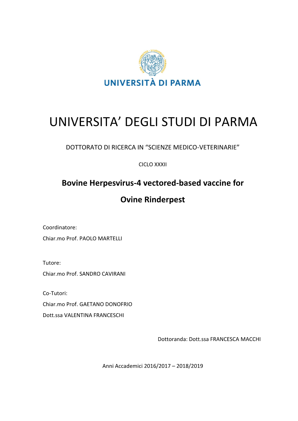 Universita' Degli Studi Di Parma