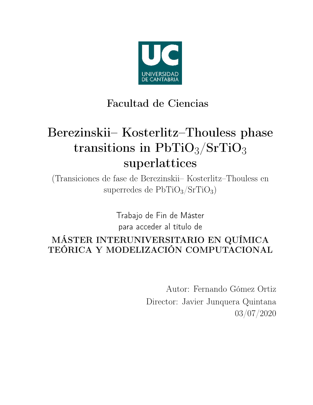 Berezinskii– Kosterlitz–Thouless Phase Transitions in Pbtio3 /Srtio3