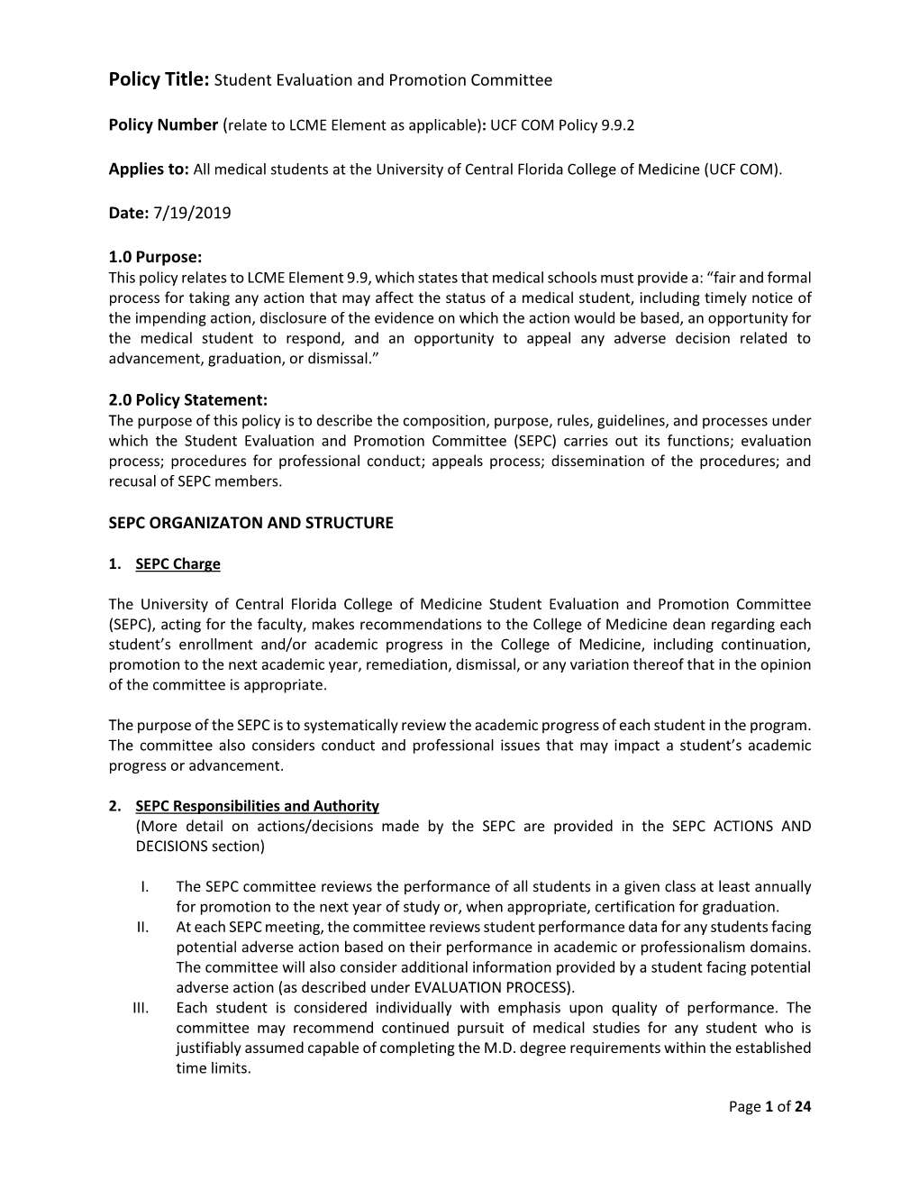 Sepc Organizaton and Structure