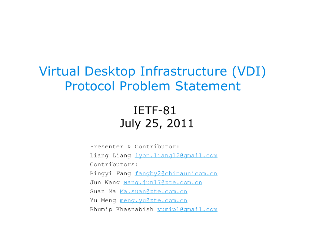 (VDI) Protocol Problem Statement