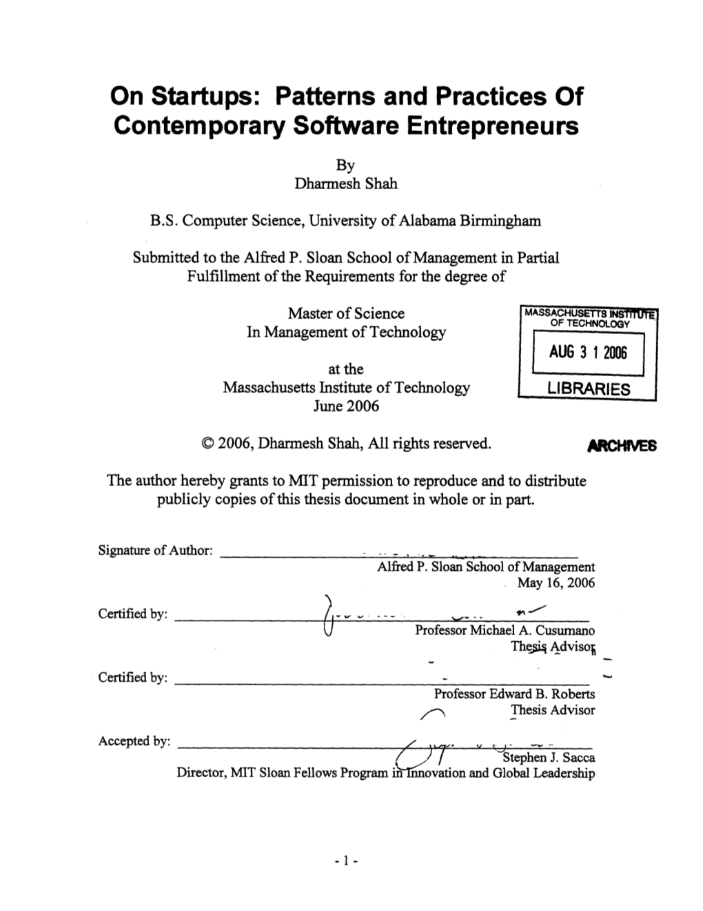 On Startups: Patterns and Practices of Contemporary Software Entrepreneurs