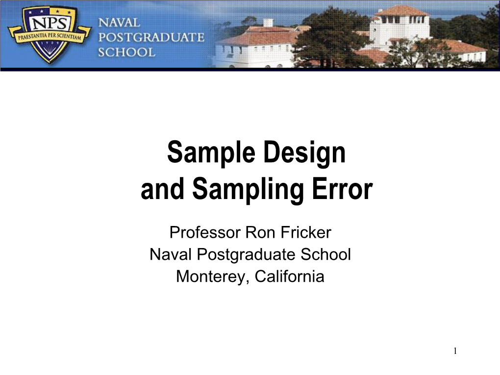 Sample Design and Sampling Error