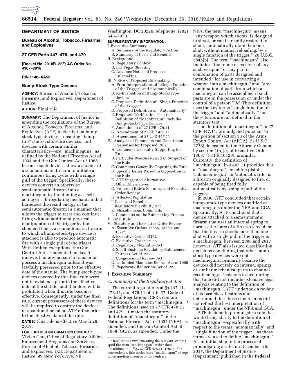 66514 Federal Register/Vol. 83, No. 246/Wednesday, December 26, 2018/Rules and Regulations