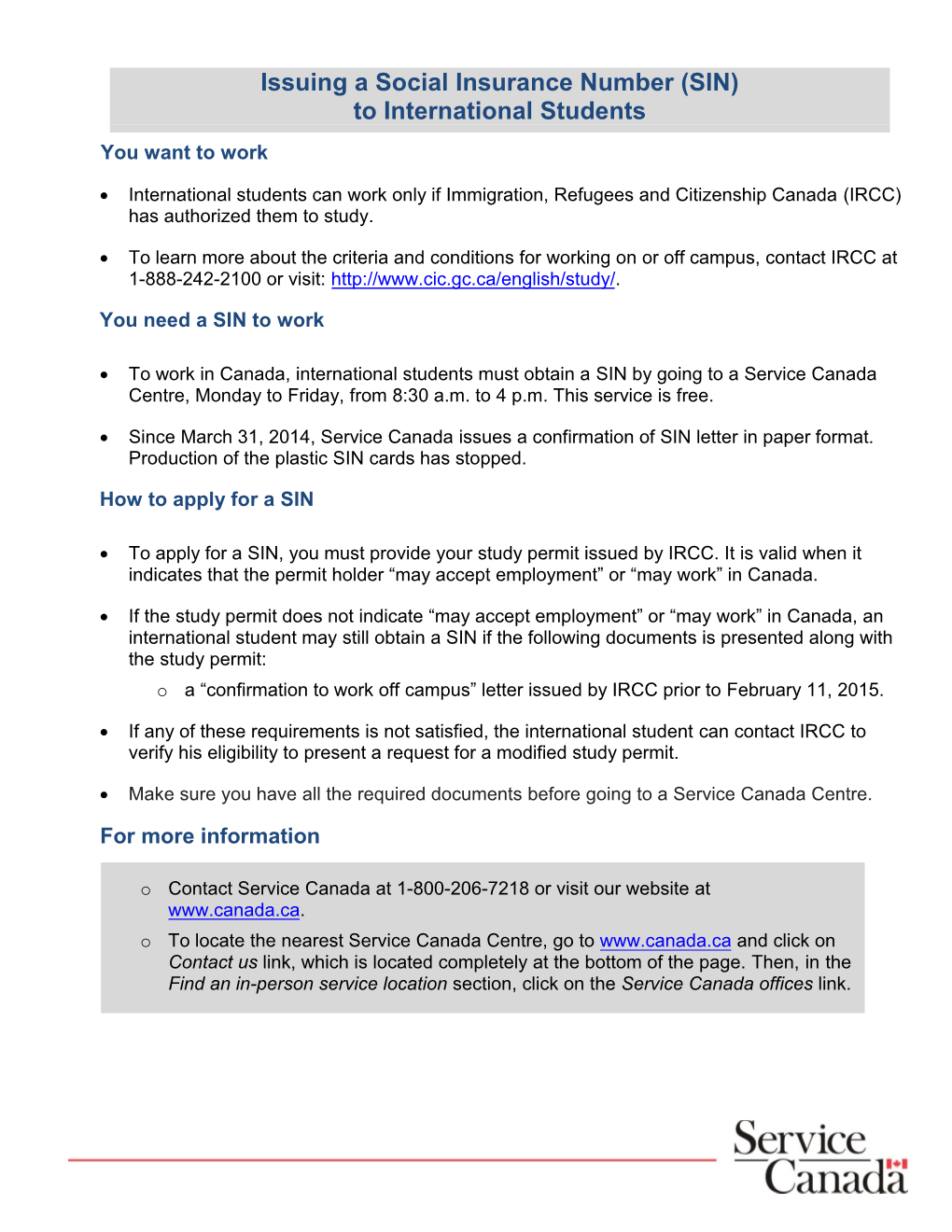 Issuing a Social Insurance Number (SIN) to International Students You Want to Work