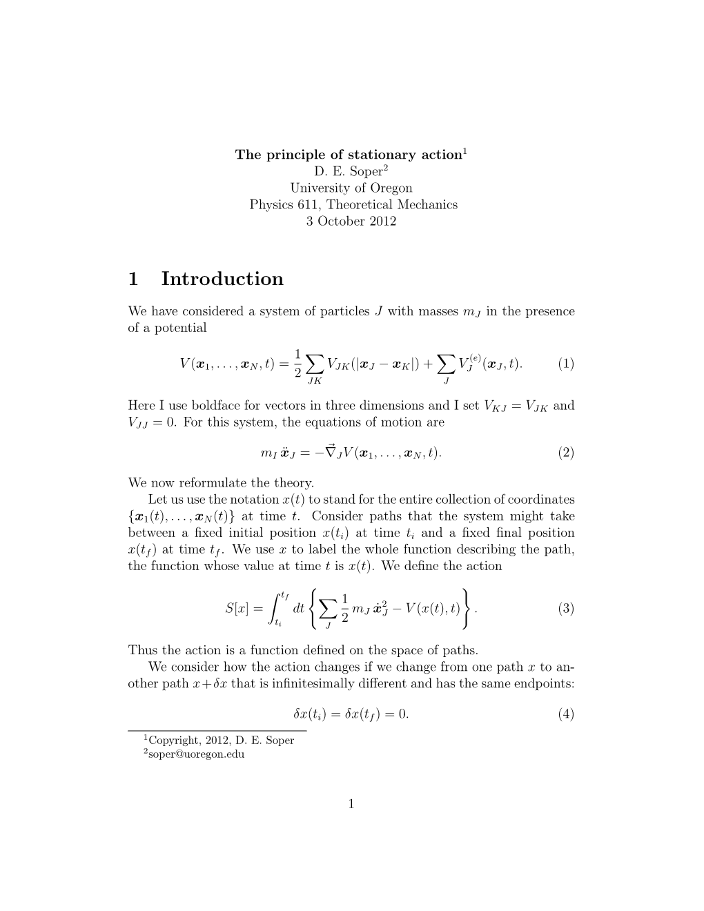 The Principle of Stationary Action1 D