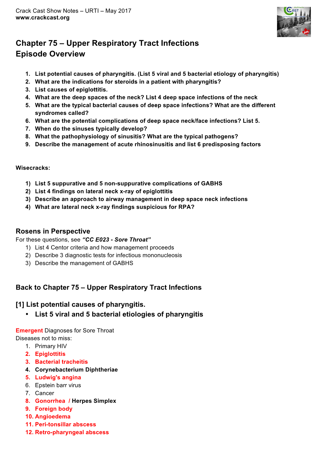 Upper Respiratory Tract Infections Episode Overview