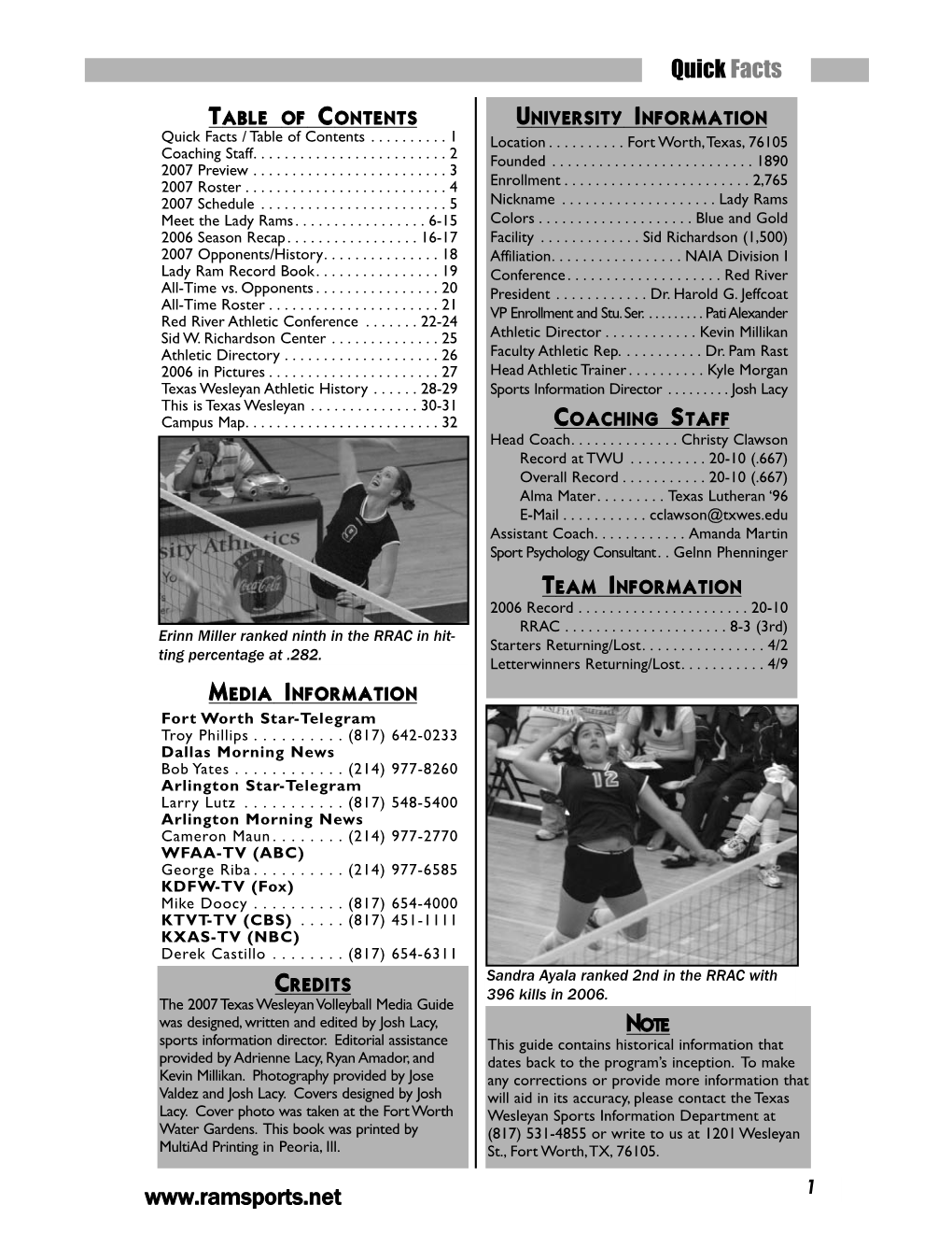 2007 VB Media Guide.Qxd