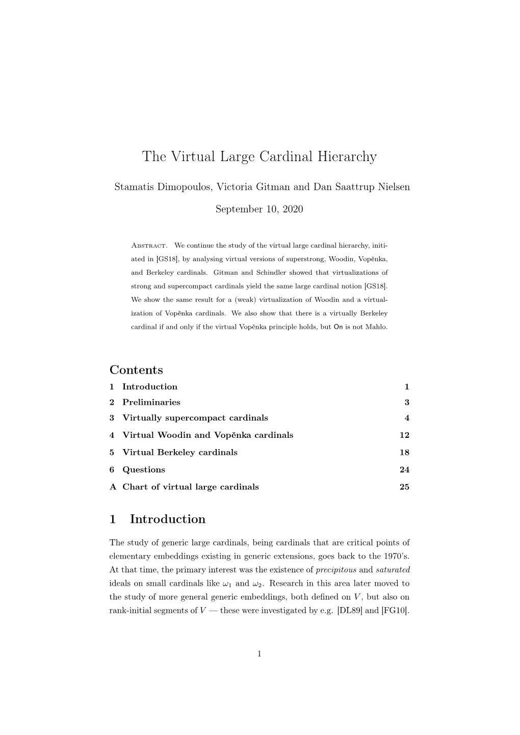 The Virtual Large Cardinal Hierarchy