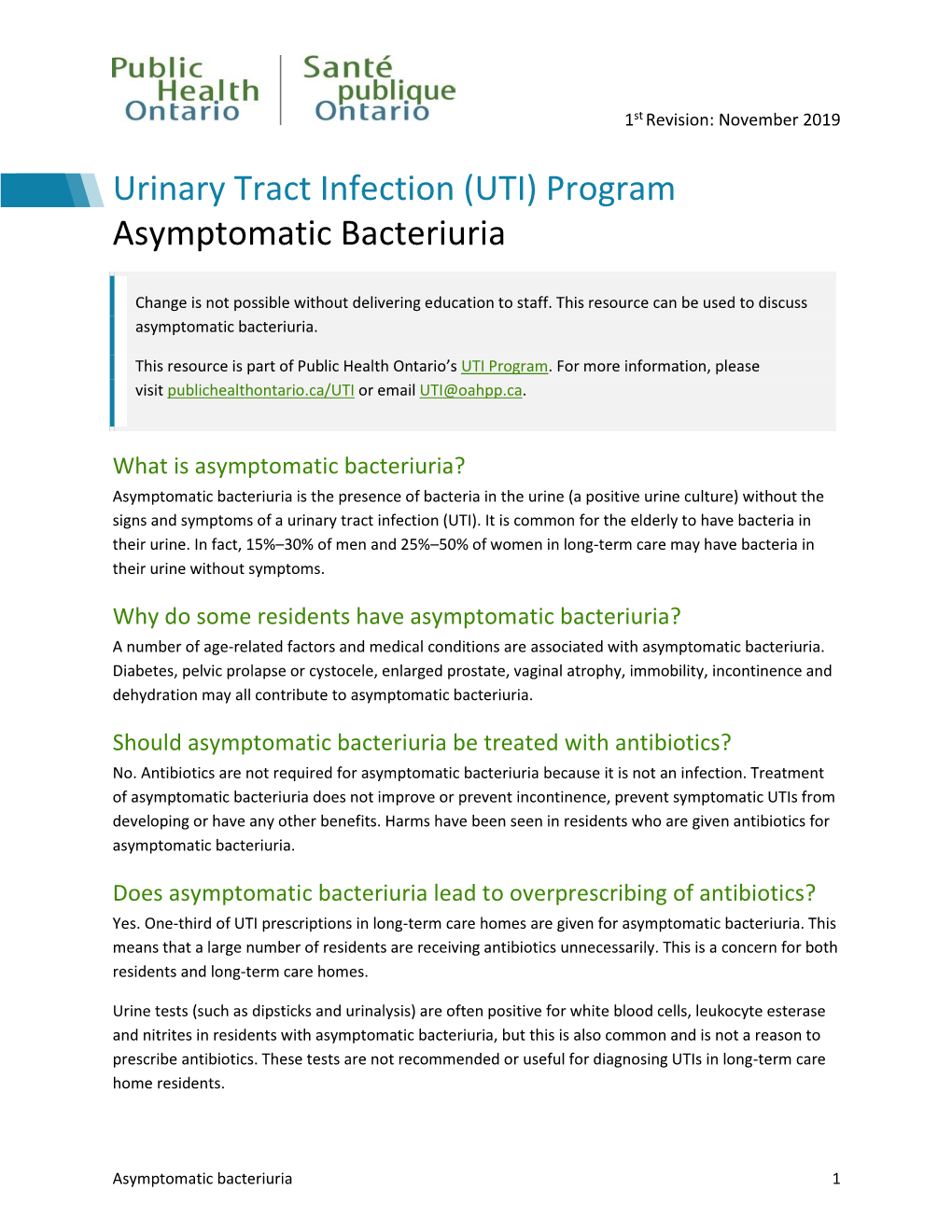 Asymptomatic Bacteriuria