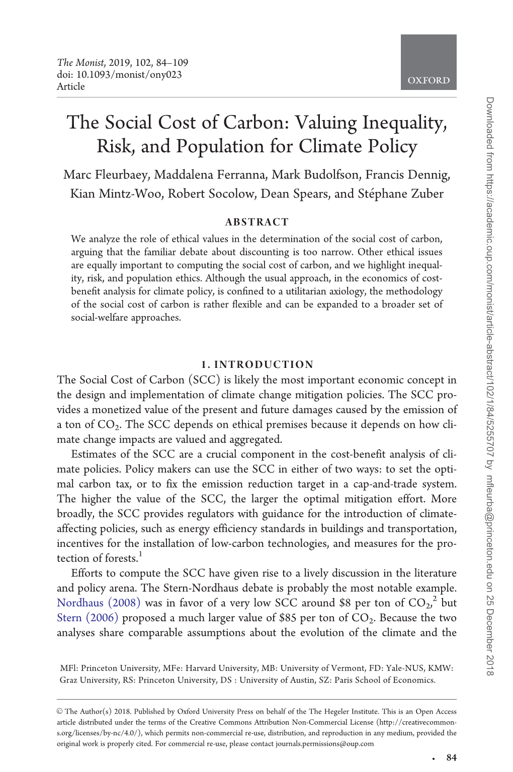 The Social Cost of Carbon: Valuing Inequality, Risk, and Population For