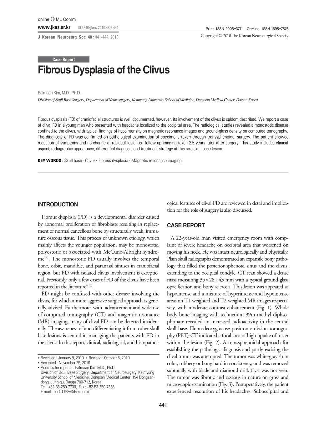 Fibrous Dysplasia of the Clivus