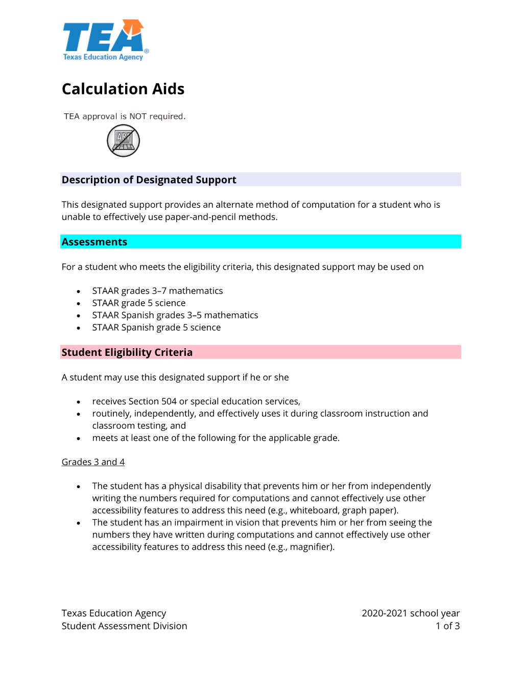 Calculation Aids