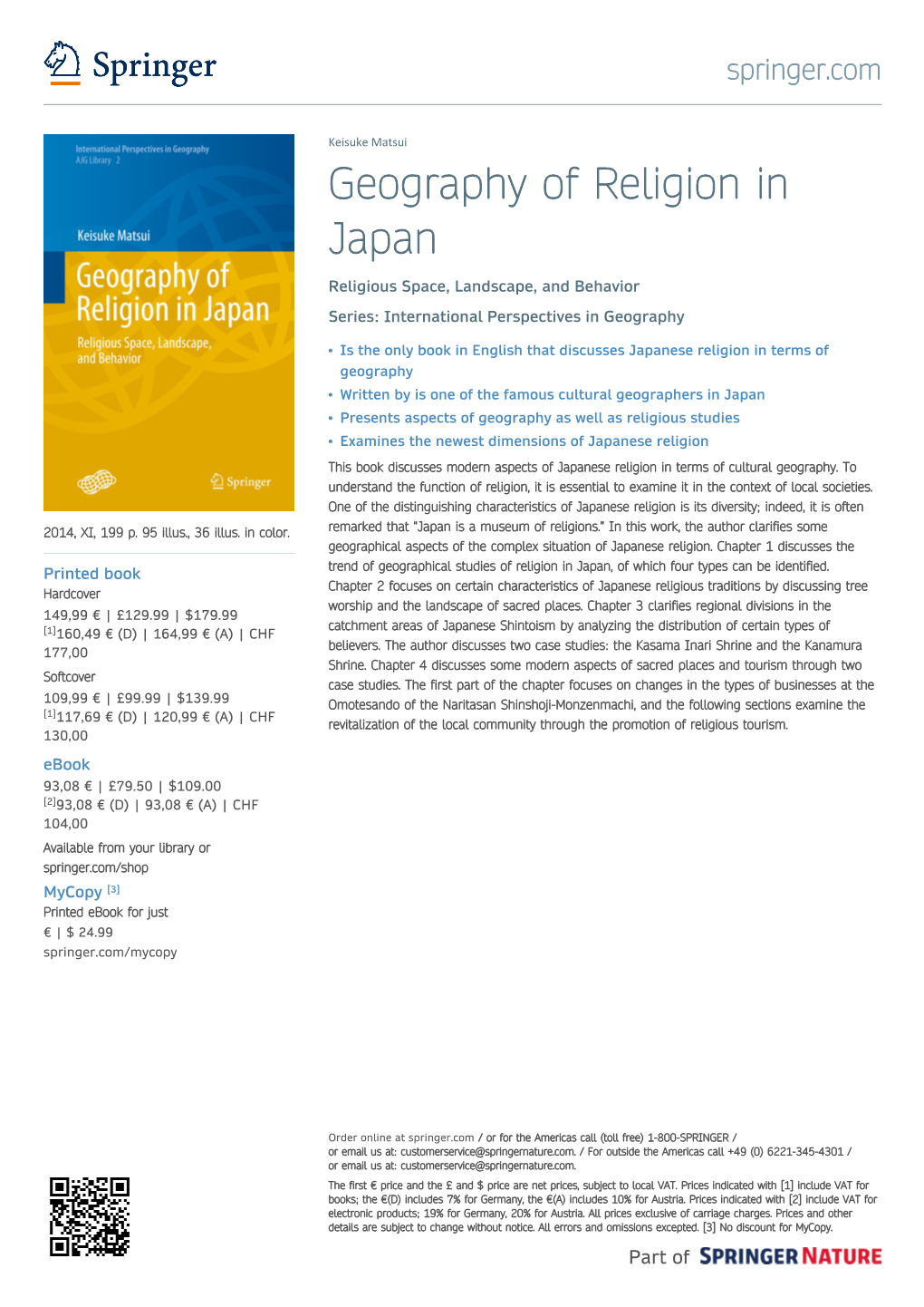 Geography of Religion in Japan Religious Space, Landscape, and Behavior Series: International Perspectives in Geography