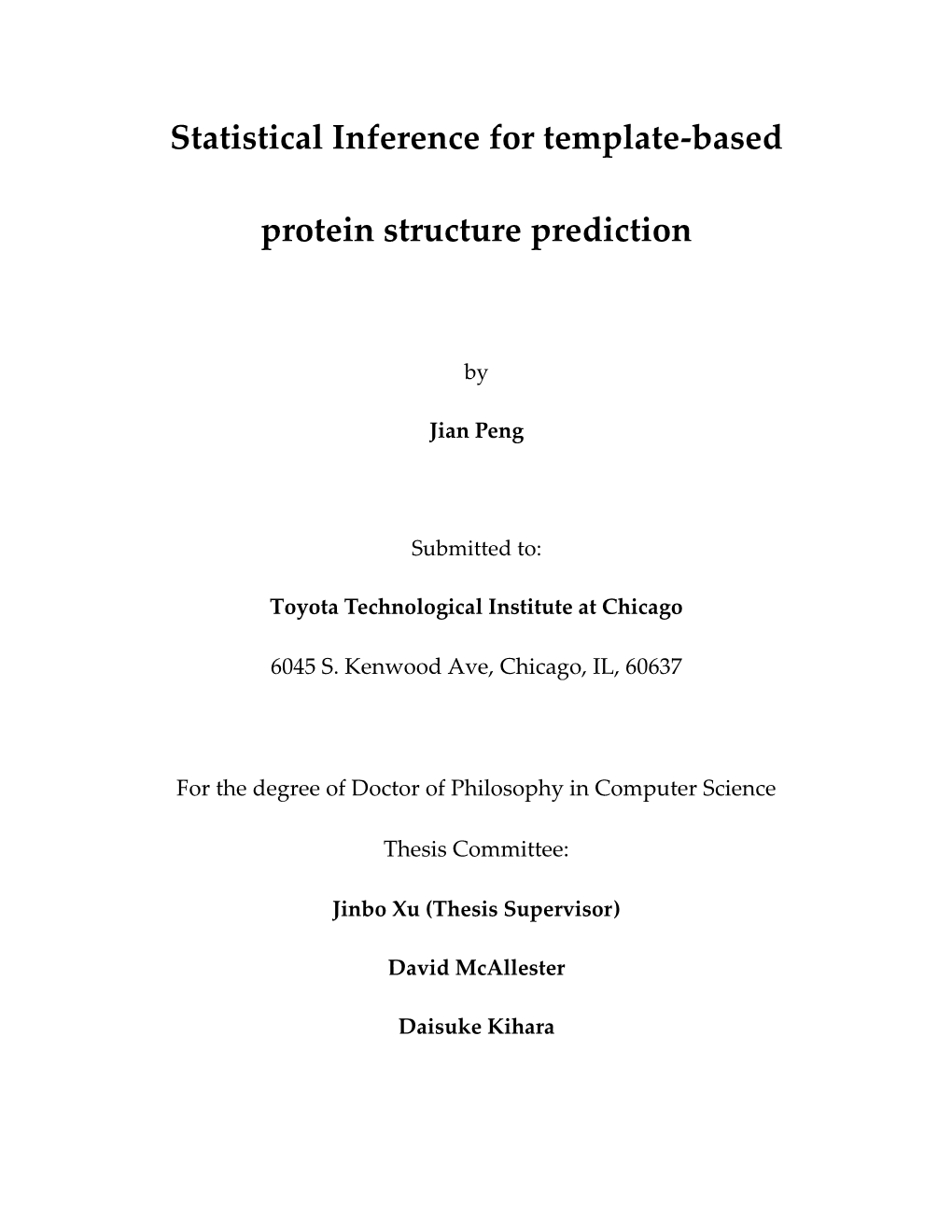 Statistical Inference for Template-Based Protein Structure