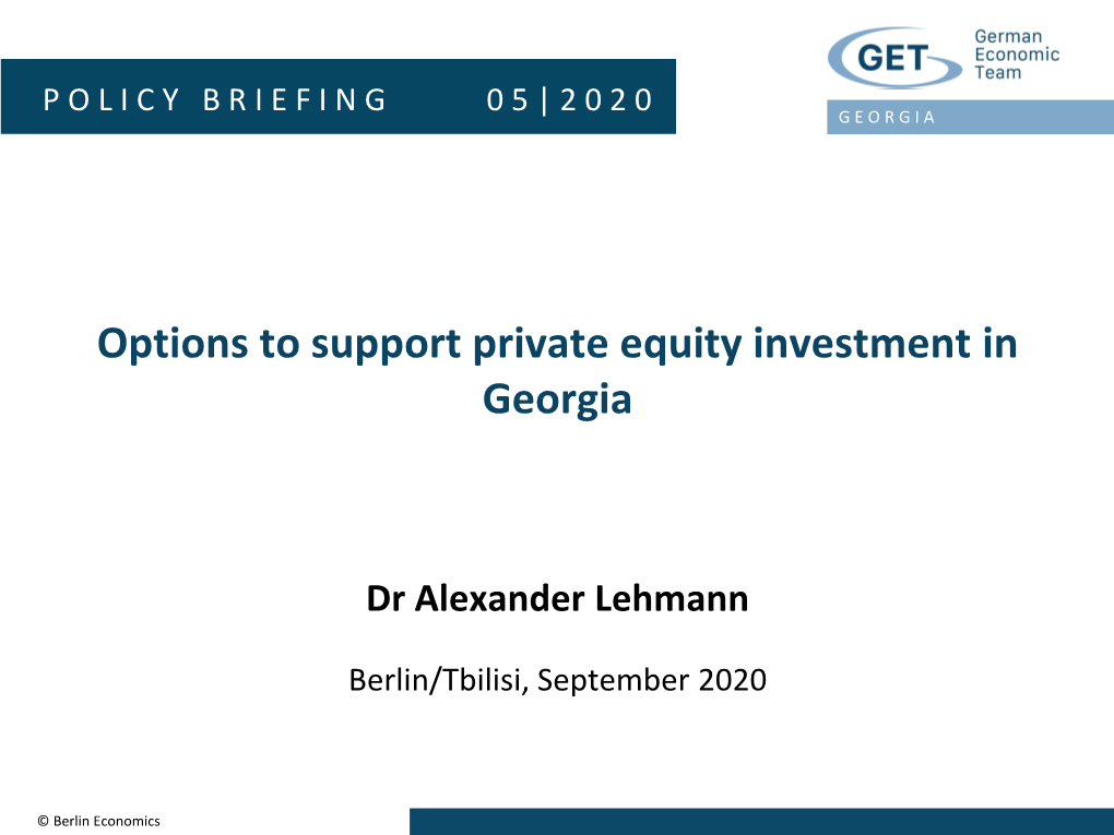 Options to Support Private Equity Investment in Georgia