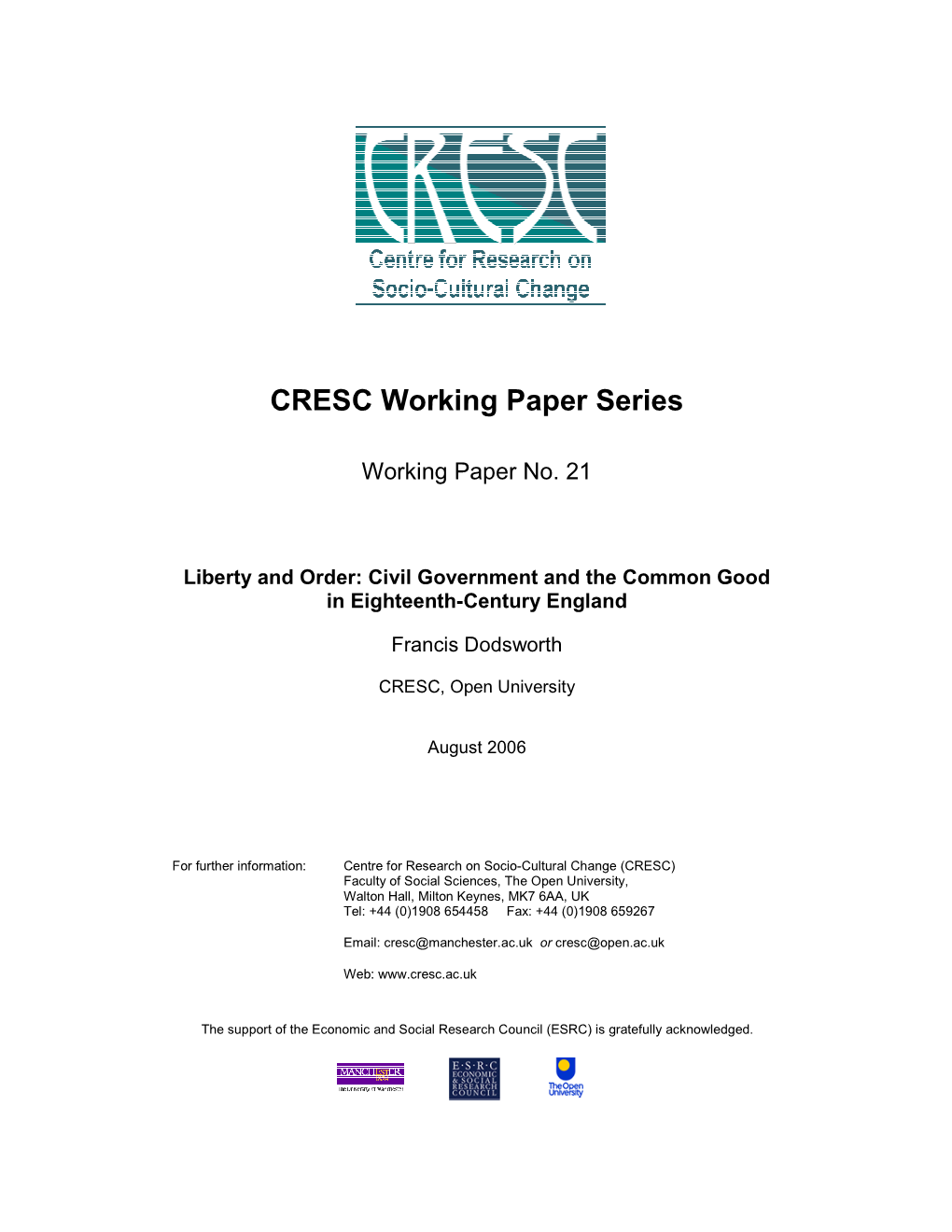 CRESC Working Paper Series