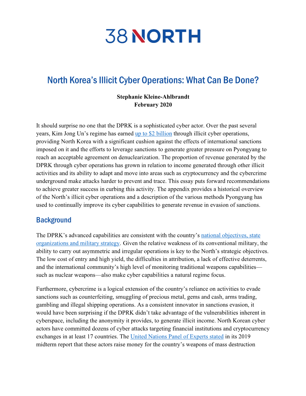 North Korea's Illicit Cyber Operations