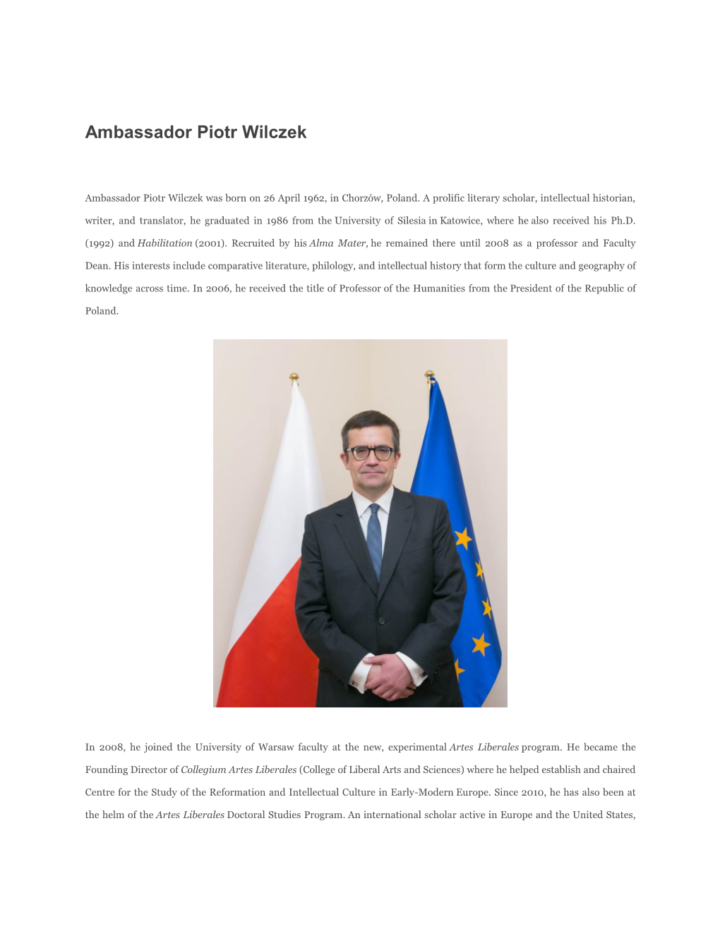 Ambassador Piotr Wilczek