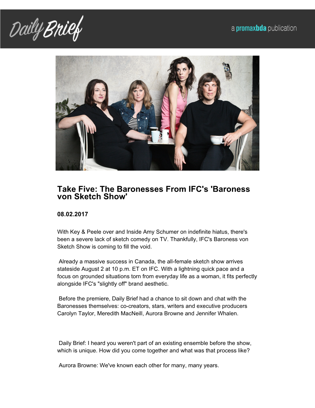 The Baronesses from IFC's 'Baroness Von Sketch Show'