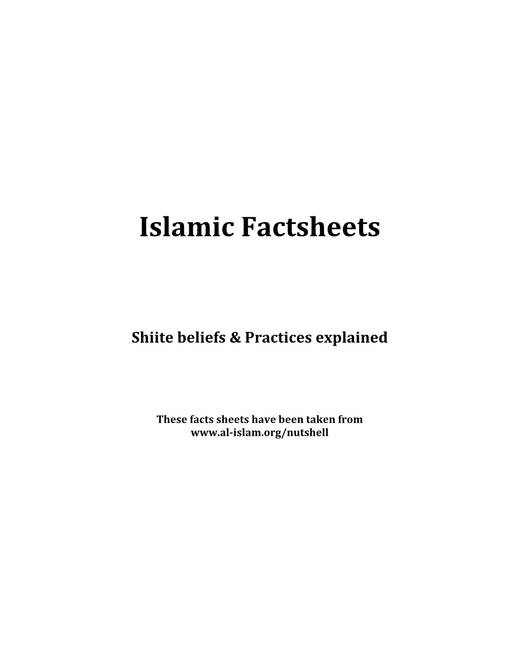 Islamic Fact Sheets