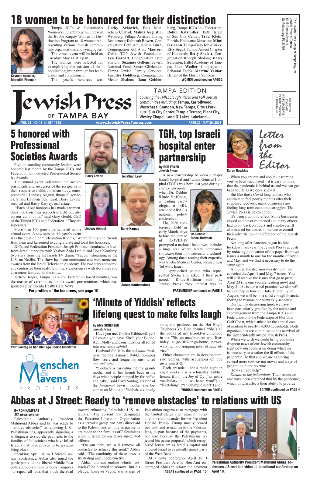 YIDDISH Continued on PAGE 7 YIDDISH Continued on PAGE Joan Joan Wadler PARTNERSHIP Continued on PAGE 5 Continued on PAGE PARTNERSHIP Hillels the Floridaof Suncoast