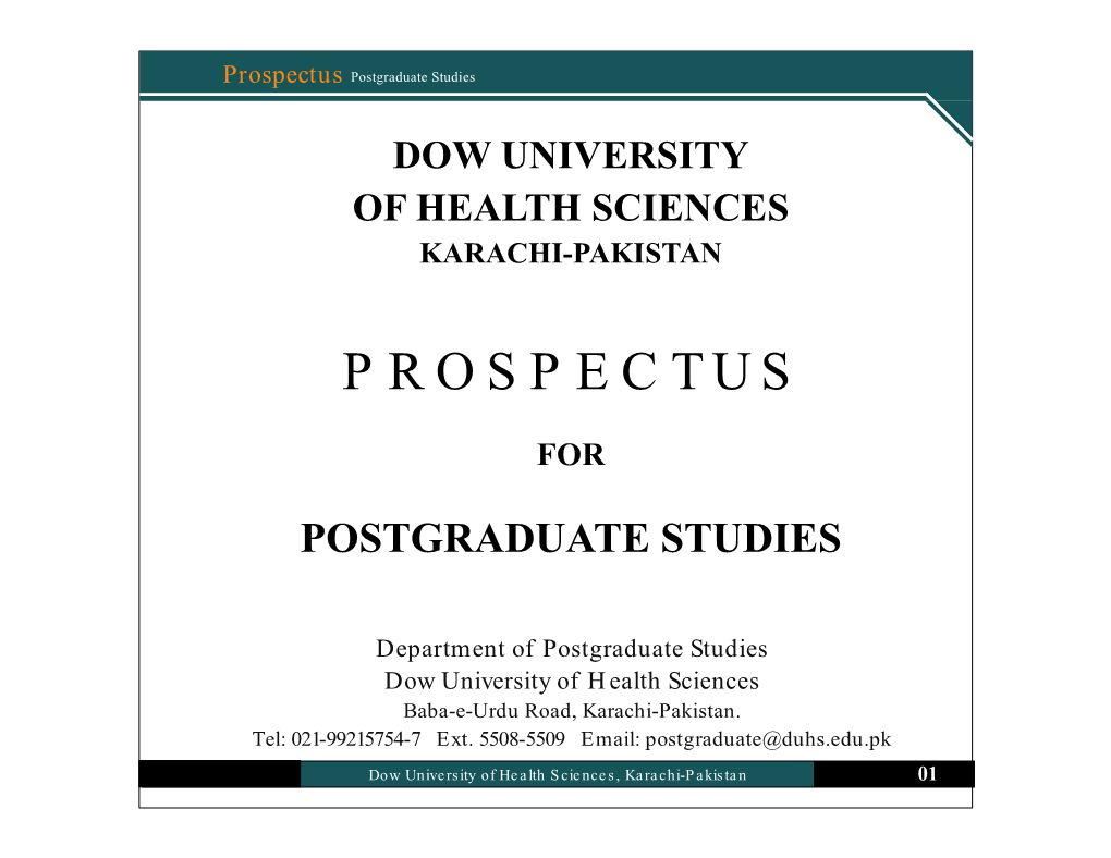 Prospectus Postgraduate Studies