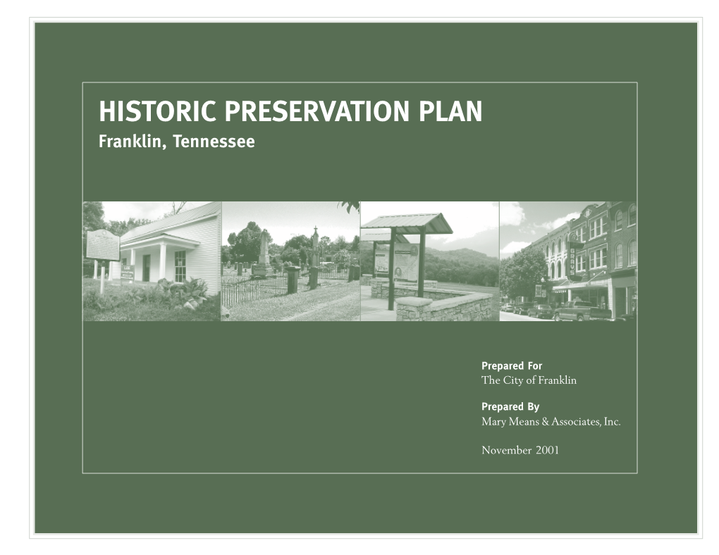 HISTORIC PRESERVATION PLAN Franklin, Tennessee