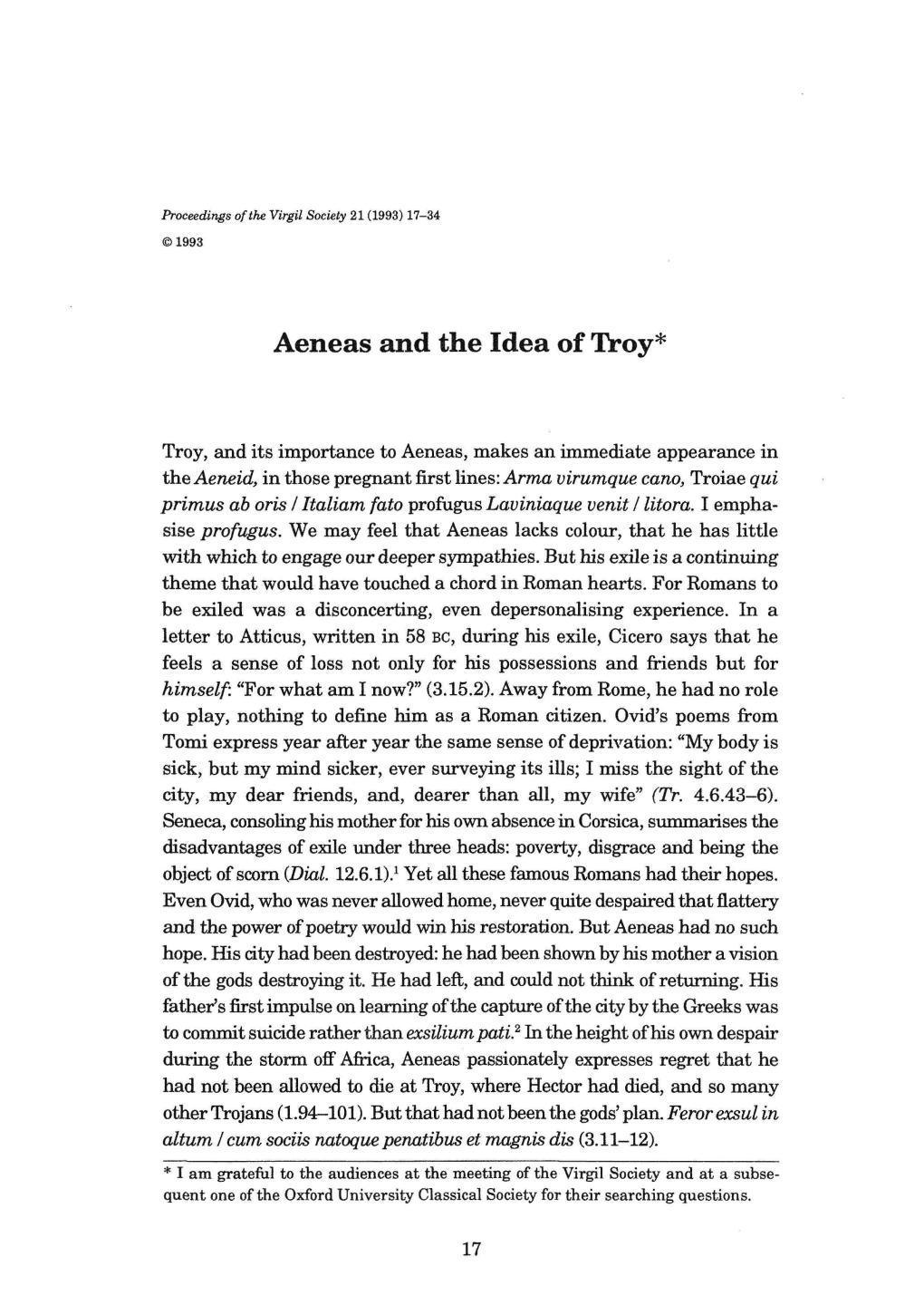 Aeneas and the Idea of Troy *