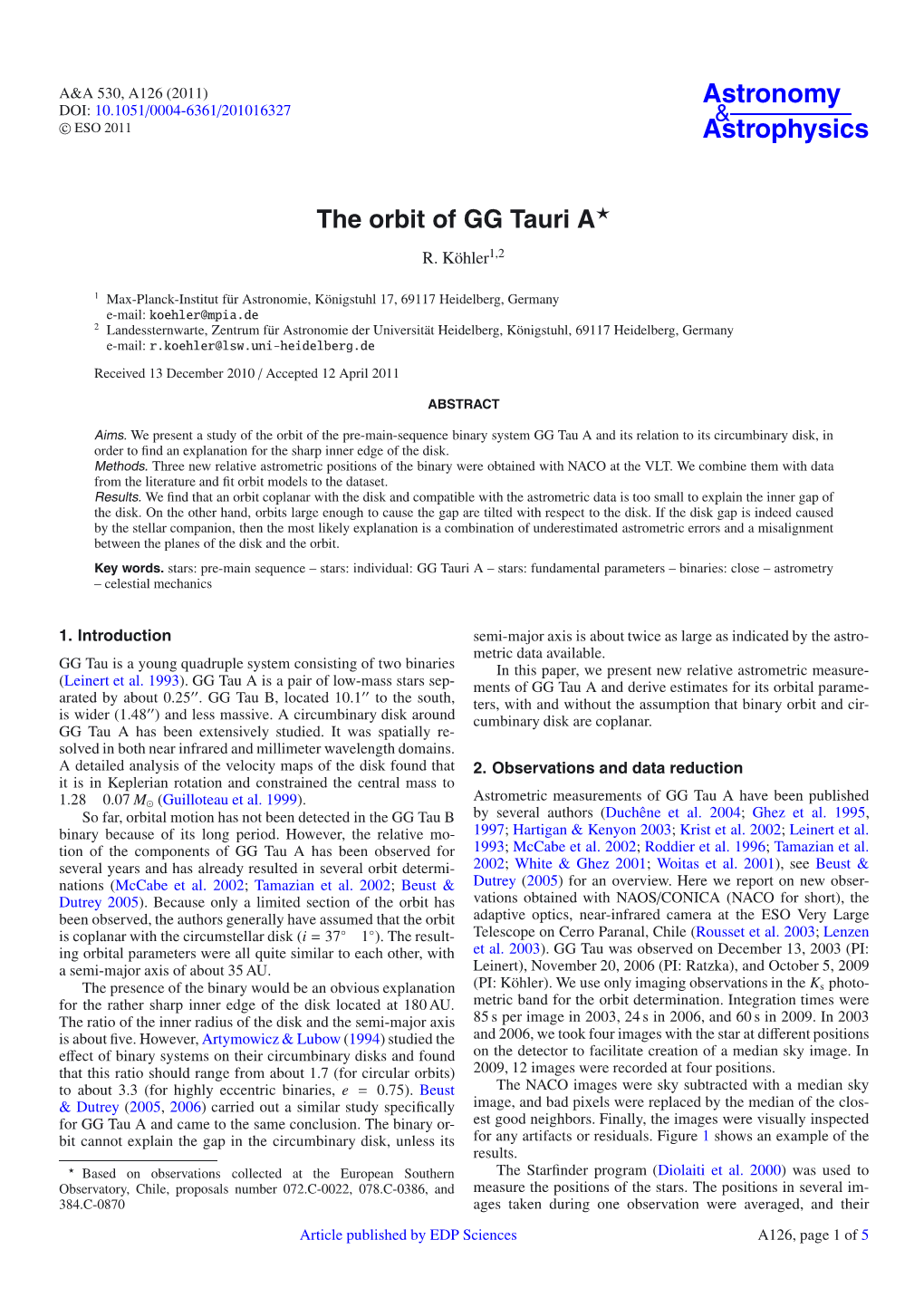 The Orbit of GG Tauri A⋆